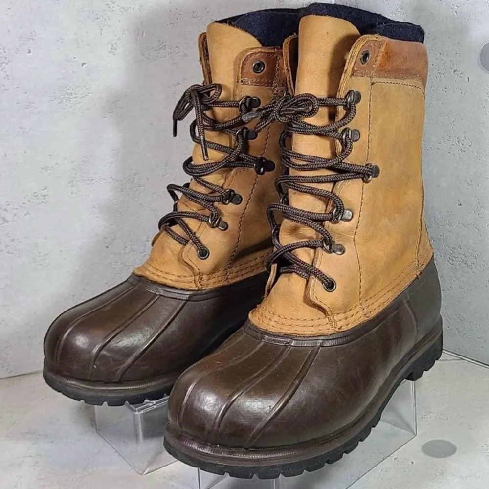 L.L.Been Sz 7 Men's/Women’s 8 Brown Leather Boots Duck Liner Hunting Winter
